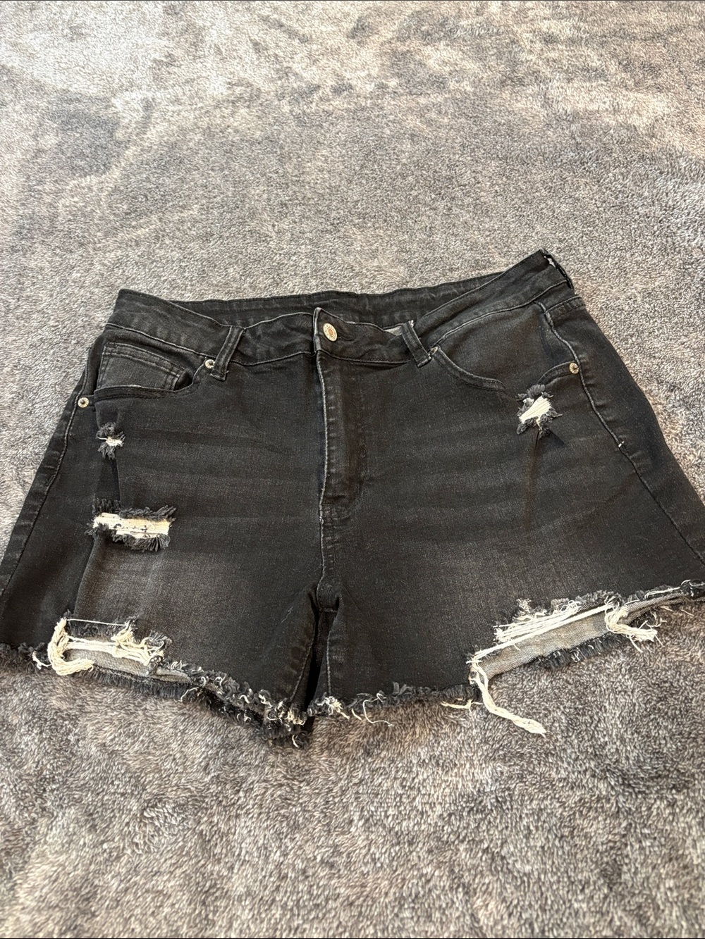 Women's Black Distressed Denim Jean Shorts